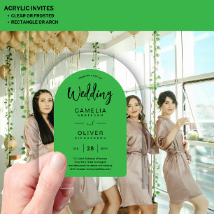 Akryllische Hochzeit mit grünem schwarzem Arsch lä Acryleinladungen