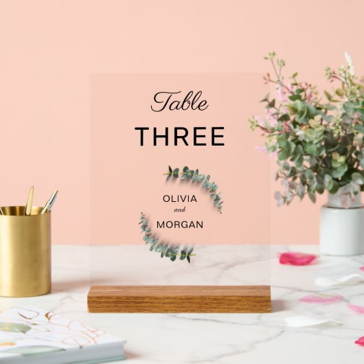 Akryllische Tischnummer Grün und Weiß Acrylschild (Hochzeit)