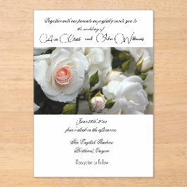 Akryllische Weißrosen-Einladung Acryleinladungen