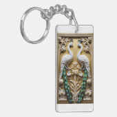 Akryllischer Schlüsselanhänger mit einem Pfauenbil (Vorderseite links)