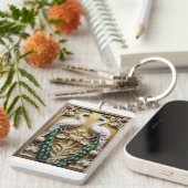 Akryllischer Schlüsselanhänger mit einem Pfauenbil (Vorderseite rechts)