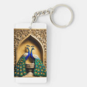 Akryllischer Schlüsselanhänger mit einem Pfauenbil (Rückseite)