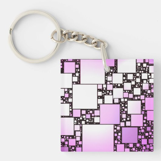 Akryllischer Schlüsselring mit rosa und weißem Qua (Vorderseite)