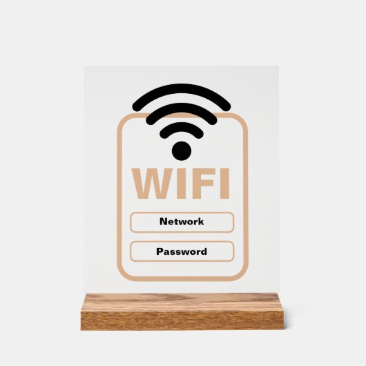 Akryllischer Sign WiFi Network & Password Display Acrylschild (Vorderseite)