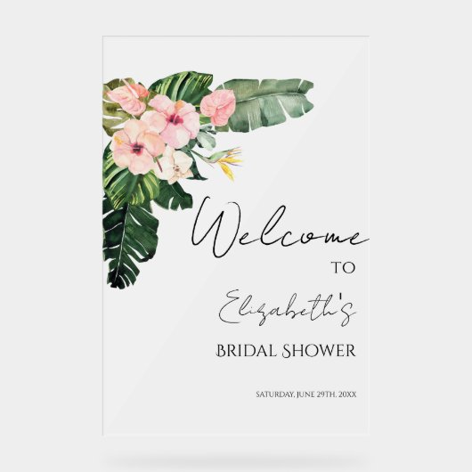 Akryllisches Brautparty Begrüßungszeichen | Palm T Acrylschild (Vorderseite)