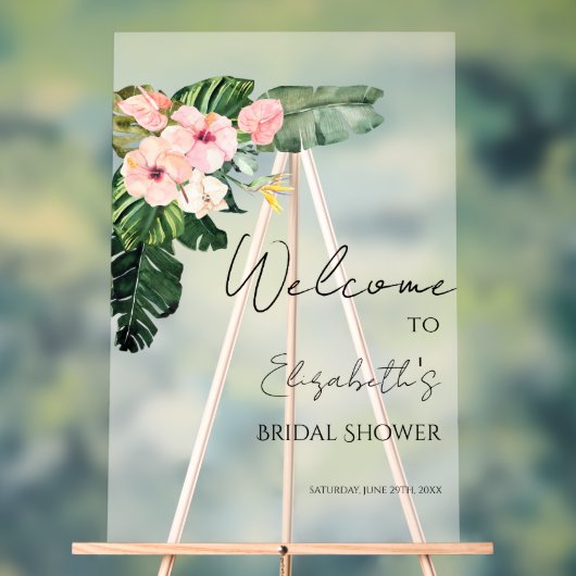 Akryllisches Brautparty Begrüßungszeichen | Palm T Acrylschild (Neutral)