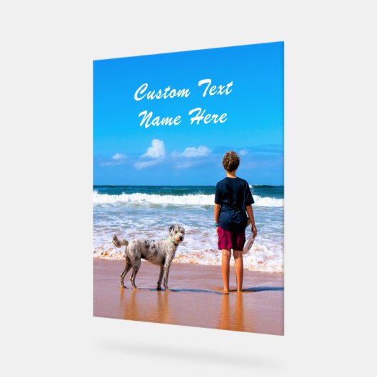 Akryllisches Foto mit benutzerdefiniertem Text Acrylschild (Winkel)