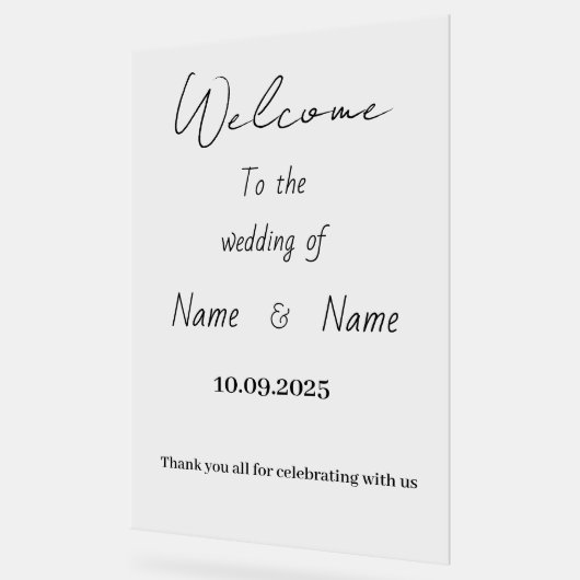 Akryllisches Hochzeitszeichen Acrylschild (Winkel)