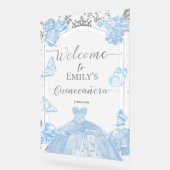 Akryllisches Quinceanera Begrüßungszeichen | Blauk Acrylschild (Winkel)