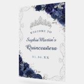 Akryllisches Schild für die Navy Silver Swirl Flor (Winkel)