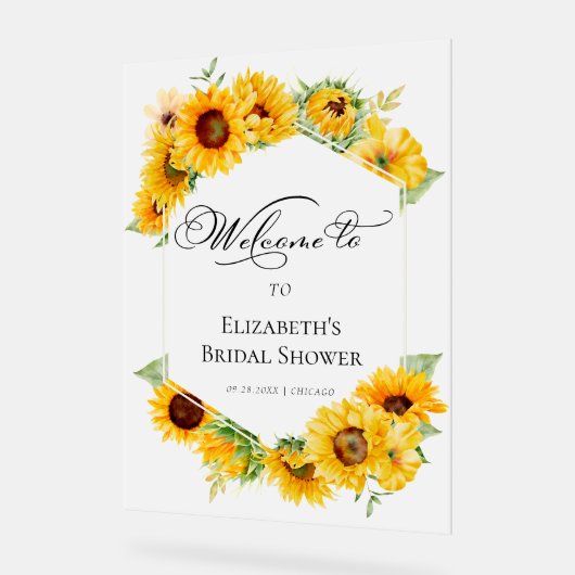 Akryllisches Sonnenblumenmotiv - Begrüßungszeichen Acrylschild (Winkel)