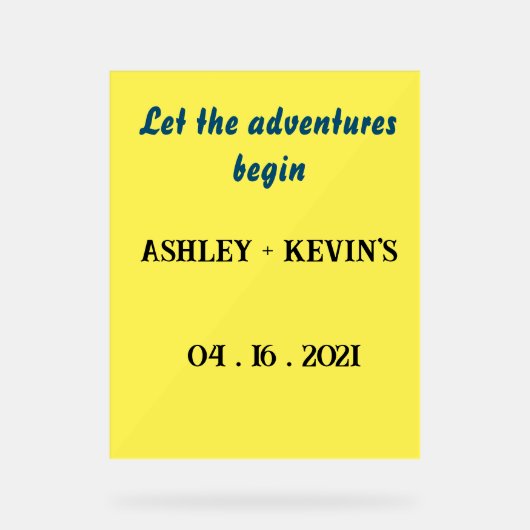 Akryllisches Zeichen mit gelbem Hintergrund Acrylschild (Vorderseite)