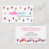 Akrylnägel Künstler Makeup Pink Blau Visitenkarte (Vorne/Hinten)