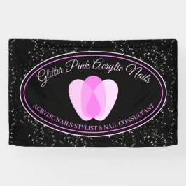 Akrylnägel Sparkle Pink Makeup Beauty Salon Banner