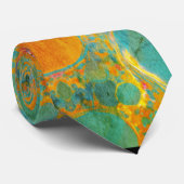Akrylöl Orange Türkis Pink Abstrakte Kunst Krawatte (Gerollt)