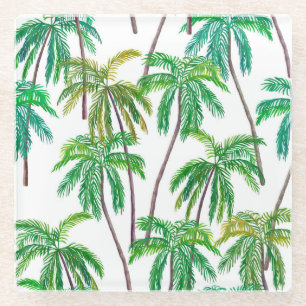 Akrylpalmen: Sommer Textilien Textur. Glasuntersetzer