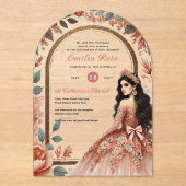 Akrylquinceañera Einladung - Rose Dusty (Vorderseite)