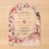 Akrylquinceañera Einladung - Rose Dusty (Vorderseite)