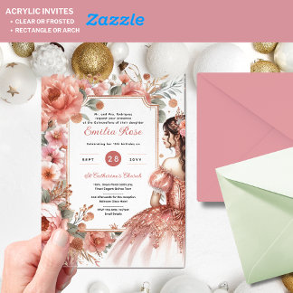Akrylquinceañera Einladung - Rose Dusty