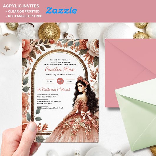 Akrylquinceañera Einladung - Rose Dusty