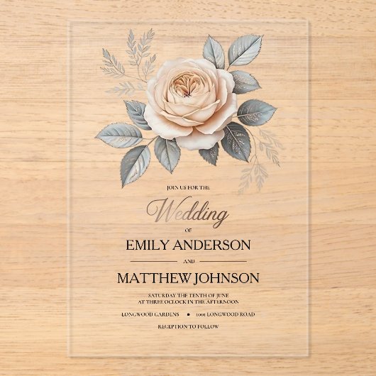 Akrylrosa-Rosenhochzeit Einladung (Vorderseite)