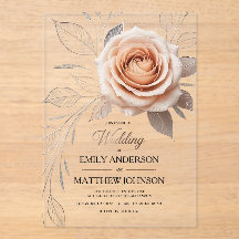 Akrylrosa Rosentaube fällt Einladung zur Hochzeit