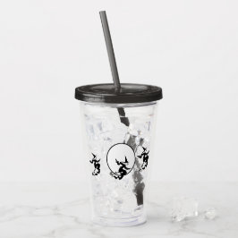 Akryltumbler - Fliegende Hexen und Vollmond Acryltrinkbecher