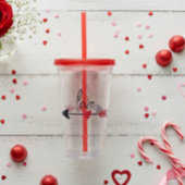 Akryltumbler mit weißem Straw Valentinstag Acryltrinkbecher