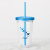 Akryltumbler - Schattige Initialen, Name in Blues Acryltrinkbecher (Vorderseite)