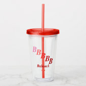 Akryltumbler - Schattige Initialen, Name in Reds Acryltrinkbecher (Vorderseite)