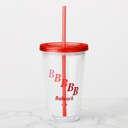 Akryltumbler - Schattige Initialen, Name in Reds Acryltrinkbecher (Vorderseite)