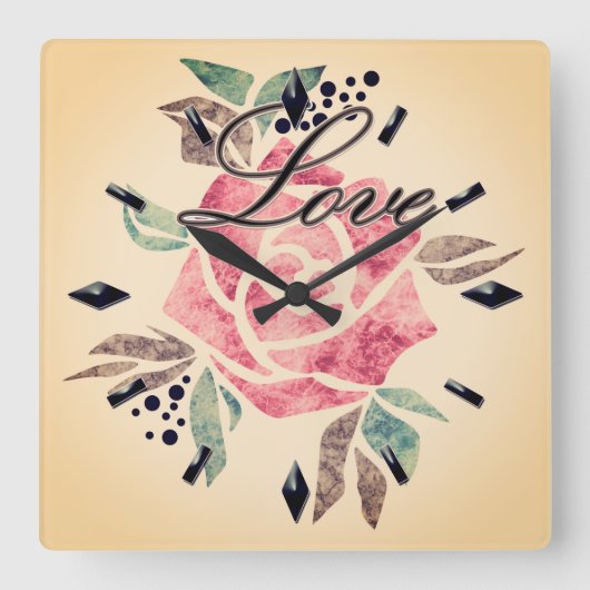 Akrylwand Uhr Romantisches Mosaik in rosa Farbe (Vorderseite)