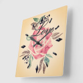 Akrylwand Uhr Romantisches Mosaik in rosa Farbe (Winkel)