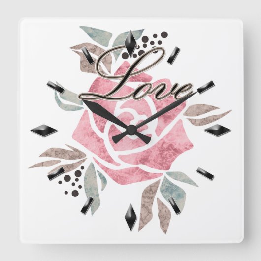 Akrylwand Uhr Romantisches Mosaik in rosa Farbe (Vorderseite)