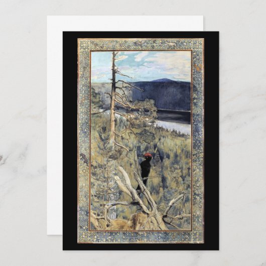 Akseli Gallen-Kallela - Großer Schwarzer Holzpecke Einladung (Vorne/Hinten)