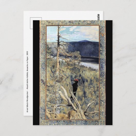 Akseli Gallen-Kallela - Großer Schwarzer Holzpecke Postkarte (Vorne/Hinten)