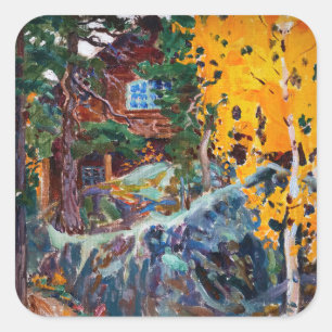 Akseli Gallen-Kallela - Kalela im Herbst Quadratischer Aufkleber