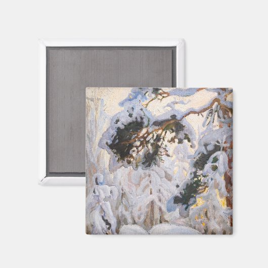 Akseli Gallen-Kallela - Wald im Winter Magnet (Vorderseite/Rückseite)