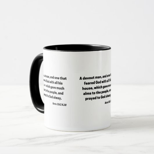 Akt 10:2 KJV Bibelschrift Zwei-Tone-Tasse Tasse (Vorderseite Links)