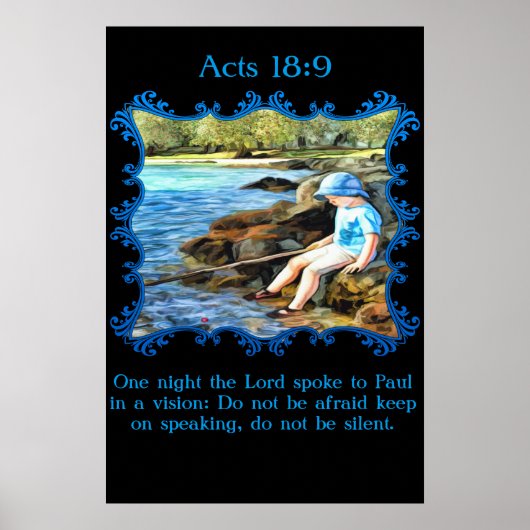 Akt 18:9 Baby Junge fischen im Fluss. Poster (Vorne)