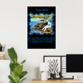 Akt 18:9 Baby Junge fischen im Fluss. Poster (Heimbüro)