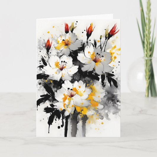 Aktie - Aquarellblumen Karte (Vorderseite)