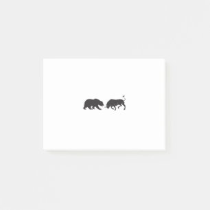 Aktien Bear Bull Börse Post-it Klebezettel