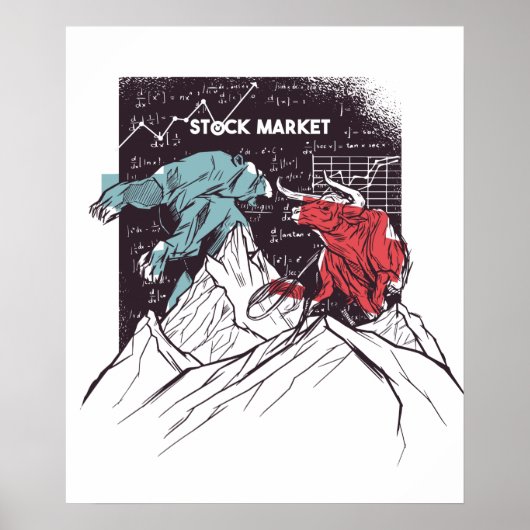 Aktienmarkt-Kampf Bull gegen Bear Trading Poster (Vorne)