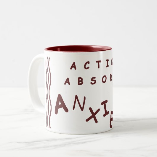 Aktion absorbiert Angst Zweifarbige Tasse (Vorderseite Links)