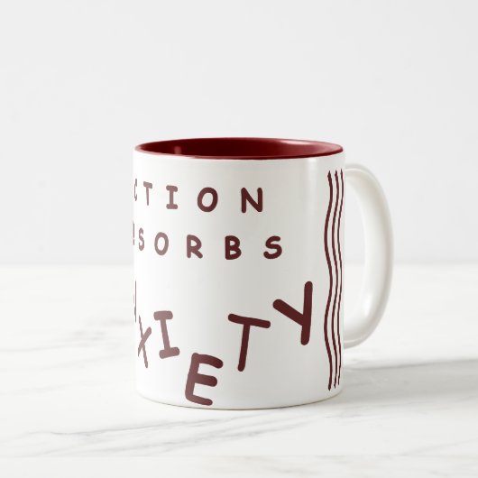 Aktion absorbiert Angst Zweifarbige Tasse (VorderseiteRechts)