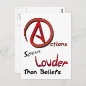 Aktionen sprechen lauter als Glaube, Atheistisches Postkarte (Vorne/Hinten)