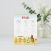 Aktionskarte "Vögel - Word-Suche" Postkarte (Stehend Vorderseite)