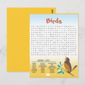 Aktionskarte "Vögel - Word-Suche" Postkarte (Vorne/Hinten)