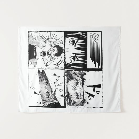 Aktionsrahmen für Retro-Anime Wandteppich (Vorderseite (Horizontal))